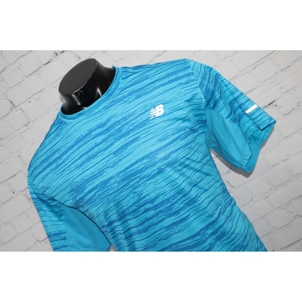 New Balance T-Shirt Mens 2XL Blue NB Dry Performance Reflective Gym Workout